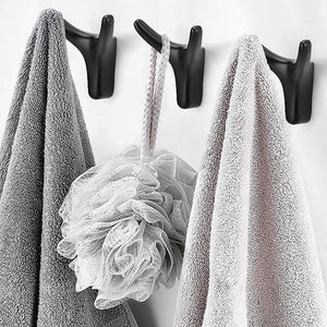 Pract Pack - 3 Pcs Zinc Alloy Modern Double Hooks Coat Wall Hanger – Black