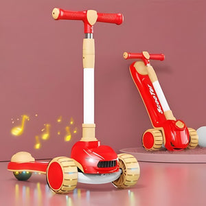 Tugo Play - Kiddie 3 Wheel Kick Scooter with Flashing Wheels - Red