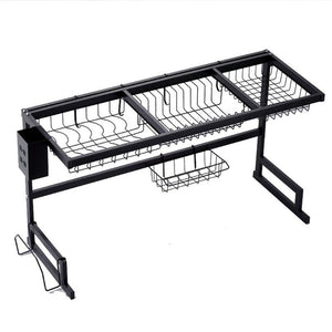 Stainless Steel Dish Drying Rack Over Sink Display Stand - Black