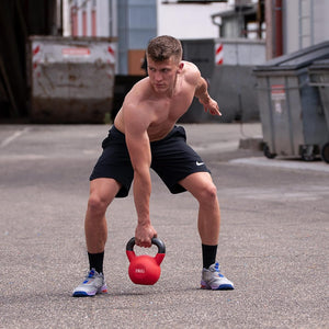 TUGOPLAY - 2kg Cast Iron Kettlebell with Vinyl Coating, Flat Base & Wide Grip - Red