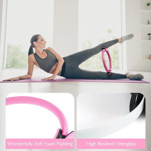 VolaFit - 7 Pcs Fiberglass Pilates Fitness Kit for Women’s Home Workouts – Pink
