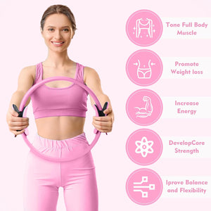 VolaFit - 7 Pcs Fiberglass Pilates Fitness Kit for Women’s Home Workouts – Pink