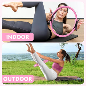 VolaFit - 7 Pcs Fiberglass Pilates Fitness Kit for Women’s Home Workouts – Pink