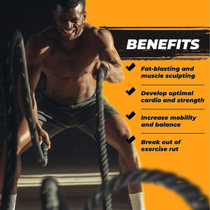 TUGOPLAY - 12m Gym Training Weighted Rope for Strength and Cardio Workouts - Black