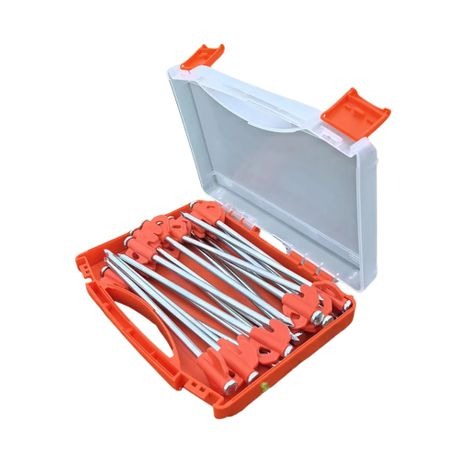 Portable Steel Camping Tent Pegs with Carry Case