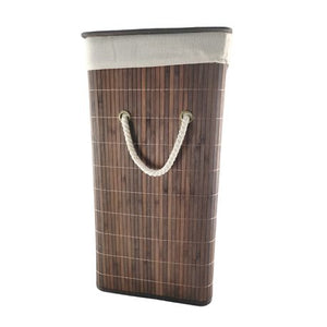 Pract Pack - 75L Foldable Bamboo Laundry Basket with lid - Walnut Brown