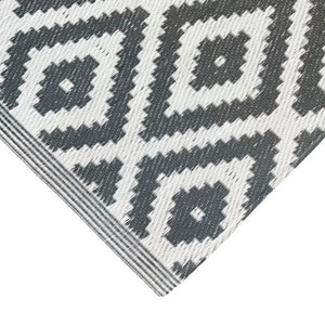 Herqona - Lightweight Diamond Weave Cotton Blend Mat - Black & White - 200 x 120cm