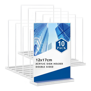 Nerdy Admin-10 Pcs Acrylic Double Sided Sign Holder 12.7 x 17.8cm - Clear