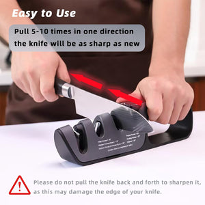 Pruchef - Adjustable Angle Guide & Non Slip Rubber Edge Grip Knife Sharpener - Black