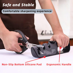 Pruchef - Adjustable Angle Guide & Non Slip Rubber Edge Grip Knife Sharpener - Black