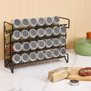 Pruchef - 4 Tier Iron Spice Rack Organizer with 28 Spice Containers – Black