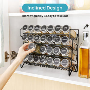 Pruchef - 4 Tier Iron Spice Rack Organizer with 28 Spice Containers – Black