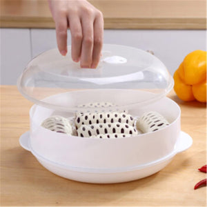 Pruchef - 2 Tiers BPA Free Plastic Microwave Vegetable Steamer with Lid - White