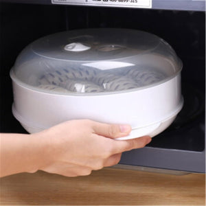 Pruchef - 2 Tiers BPA Free Plastic Microwave Vegetable Steamer with Lid - White
