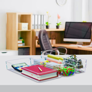 Volamor - 10 Pcs Clear Acrylic Drawer Organizer Trays for Home & Office - Transparent