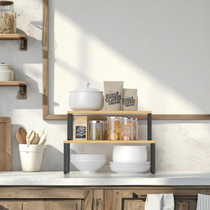 Pruchef - 2 Pcs Wooden Kitchen Cabinet Shelf Organizers - Natural Wood