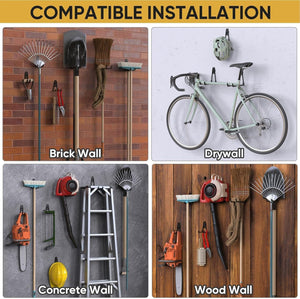 SuaTools - 12 Pcs Wall Mount Heavy Duty Steel Tool Hangers Garage Set – Black