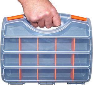 SuaTools - 32x25x5.9cm Plastic Tool Box Organizer with 15 Compartments - Black