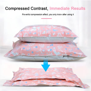 Pract Pack - 11 Pcs Space Saving Vacuum Storage Bags with Hand Pump - Pink