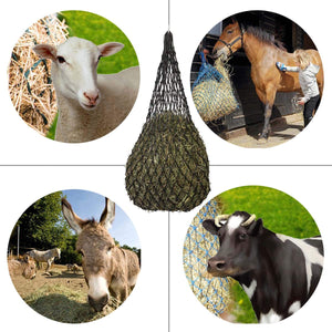 WigWagga - Netted Horse Feeding Net, Hay Slow Feeder - Black