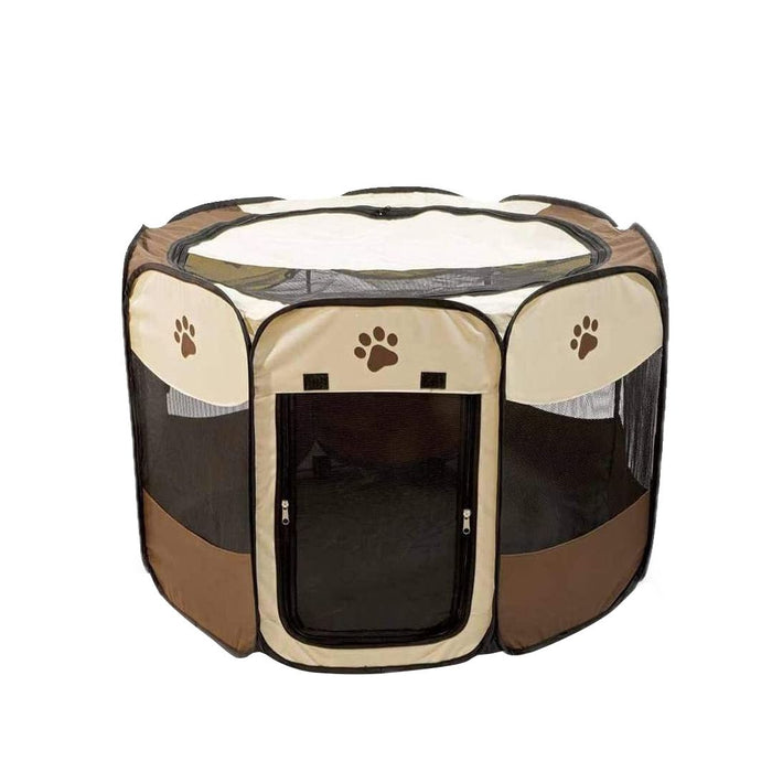 WigWagga - Portable Pet Dog Playpen - Medium Size - Brown