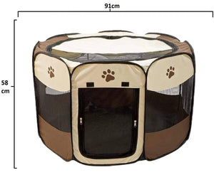 WigWagga - Portable Pet Dog Playpen and Carry Bag - Medium Size - Brown Default Title