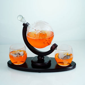 Bar Visor - Globe Decanter Set - 3 Piece with 850ml Decanter and 2 Glasses Default Title