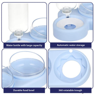 WigWagga - 3 in 1 Double Food Bowl with Automatic Water Dispenser - Blue Default Title