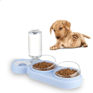 WigWagga - 3 in 1 Double Food Bowl with Automatic Water Dispenser - Blue Default Title