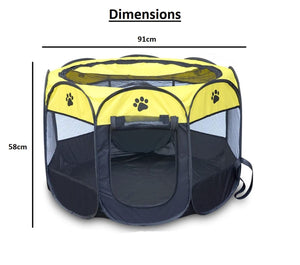 WigWagga - Portable Pet Dog Playpen and Carry Bag - Medium Size and Yellow Default Title