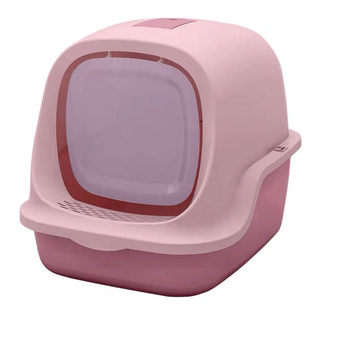 WigWagga - Low Odour Enclosed Cat Toilet Litter Box - 38 x 49 x 39cm - Pink