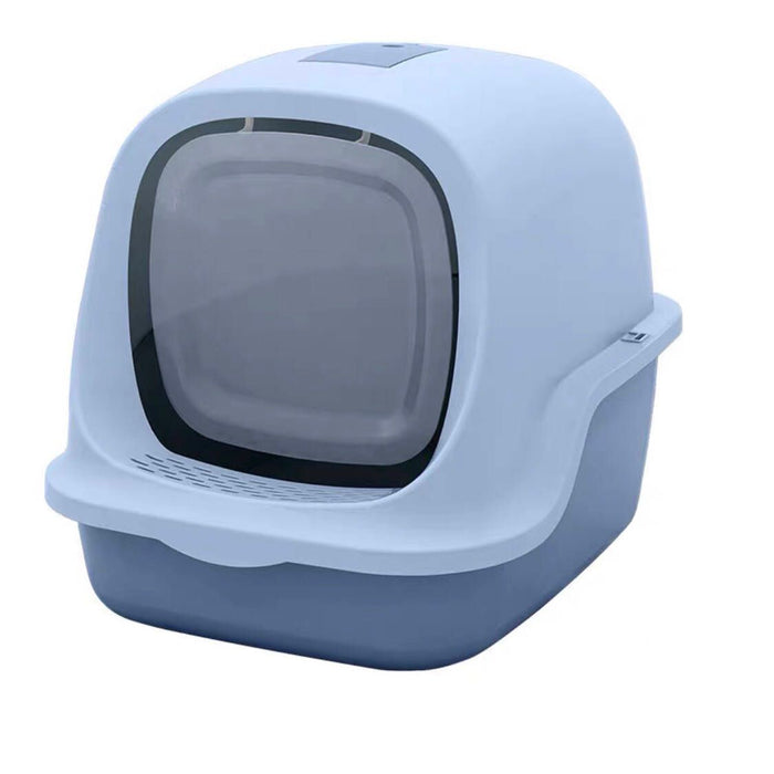 WigWagga - Low Odour Enclosed Cat Toilet Litter Box - 38 x 49 x 39cm - Blue