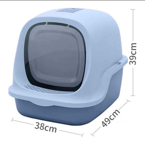 WigWagga - Low Odour Enclosed Cat Toilet Litter Box - 38 x 49 x 39cm - Blue Default Title