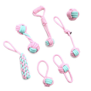 WigWagga - Cotton Rope Teeth Cleaning Chew Toy for Dogs - 7 Piece - Pink Default Title