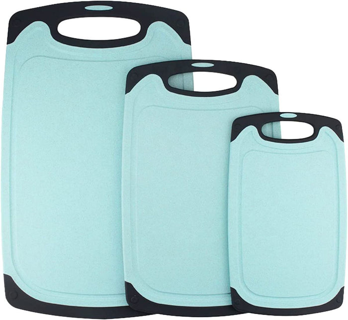 Pruchef - Plastic Reversible Cutting Chopping Board with Handles - 3 Pieces