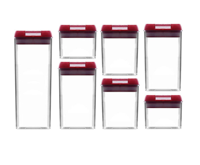Pruchef - Airtight Food Storage Containers to Organize Pantry - 7 Pcs - Red