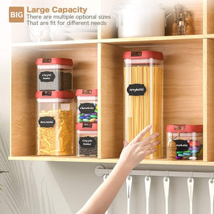 Pruchef - Airtight Food Storage Containers to Organize Pantry - 7 Pcs - Red Default Title