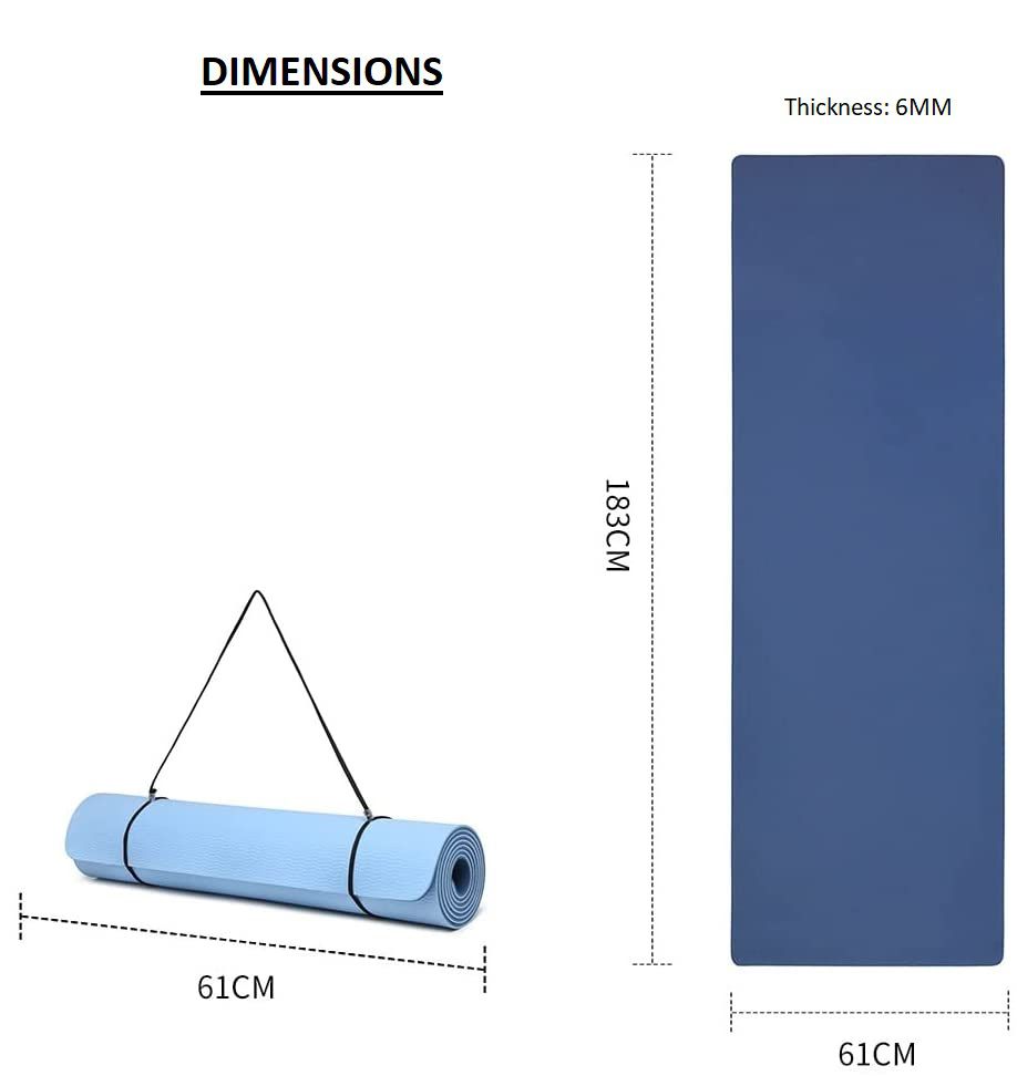 VolaFit TPE Non Slip Gym Exercise Pilates Yoga Mat 6mm Thick