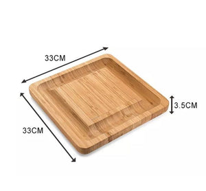 Pruchef - Bamboo Cheese Board Platter and 4 Stainless Steel Cheese Knives Default Title