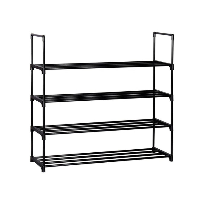 Expandable & Stackable 4-Tier Metal Shoe Storage Rack for 20 Pairs - Black
