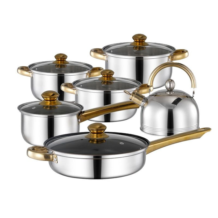Pruchef - Entry Level Stainless Steel Cookware Set - 12 Pieces