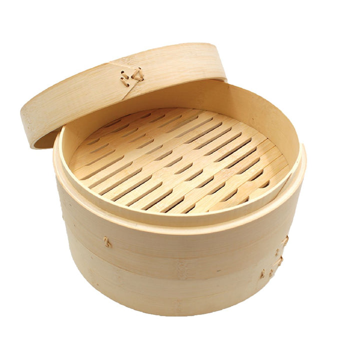 Pruchef - Large 2-Tier Bamboo Steamer Basket for Dumpling Dim Sum - 25cm