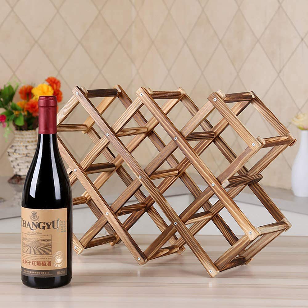 Bar Visor - Wooden Wine Rack Stand to Display Up to 10 Bottles - Natur ...