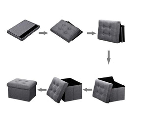 Pract Pack - Grey Storage Ottoman Stool for Organizing - 38x38x38cm Size Default Title