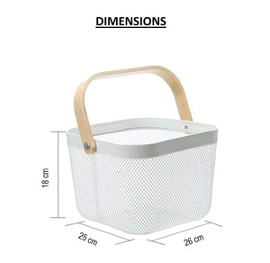 Pract Pack – Multi-functional Steel Mesh Basket with Bamboo Wood Handle Default Title