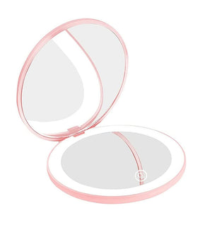 Volamor - 2x Magnifying Double Sided Compact Pocket LED Mirror 8cm Diameter Default Title