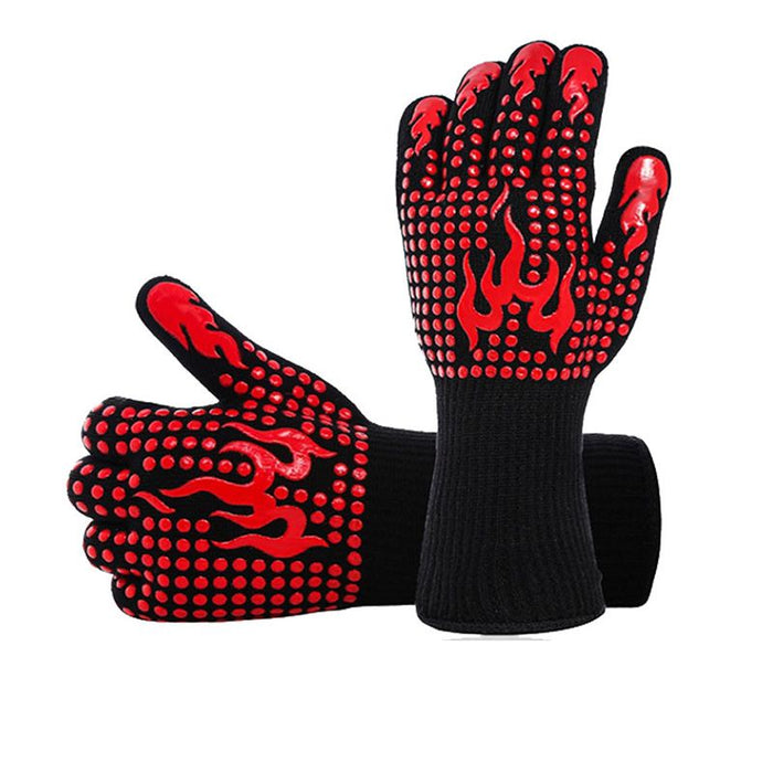 Pruchef - Heat Resistant Braai Cooking Silicone Gloves for Extreme Heat