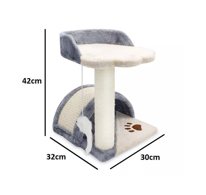 WigWagga - Plush and Sisal Wrapped Cat Scratching Post Tower - Grey
