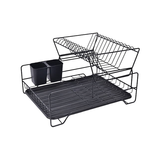 Pruchef - Two Tier Dish Drying Rack Drainer with Utensil Holder for Kitchen