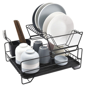Pruchef - Two Tier Dish Drying Rack Drainer with Utensil Holder for Kitchen Default Title